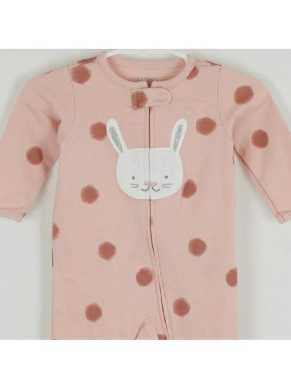 Carter's Infant Size 6 Months Pink Polka Dot Bunny Full Zip Footie Pajamas